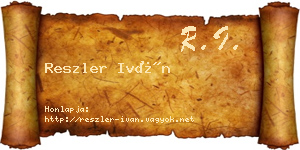 Reszler Iván névjegykártya